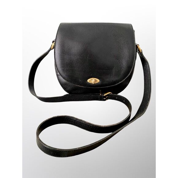 Coach Handbags - Vintage Coach 1994 Madison Carlyle 4401 Black Leather Crossbody Turnlock Italy